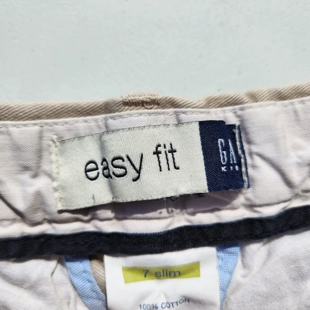 Gap Kids Uniform Flat Front Shorts Size 7 Slim Khaki 100% Cotton Easy Fit
